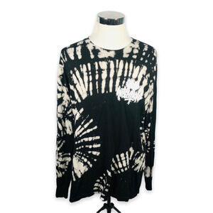 Good Intentions Nav T-Shirt XO Men's XL Black White Tie Dye Long Sleeve Graphic